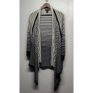 Venue Cardigan Sweater Women Size XL Tan Metallic Stripes Open Modest Feminine